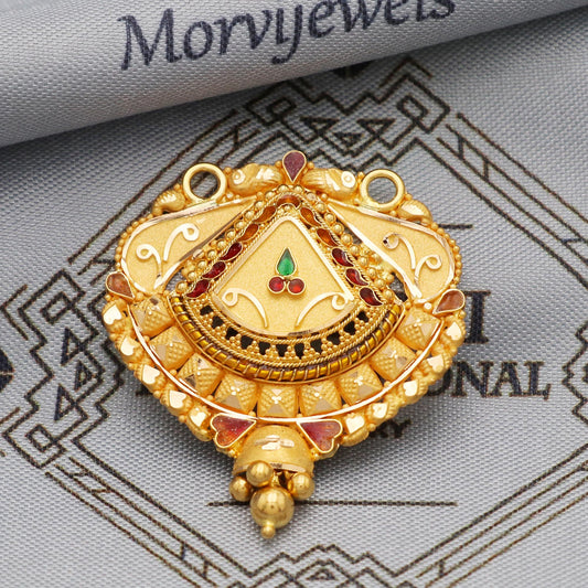22k Yellow Gold Pendant Indian Jewelry, Pure gold necklace Indian gold , gift for wife, K5640