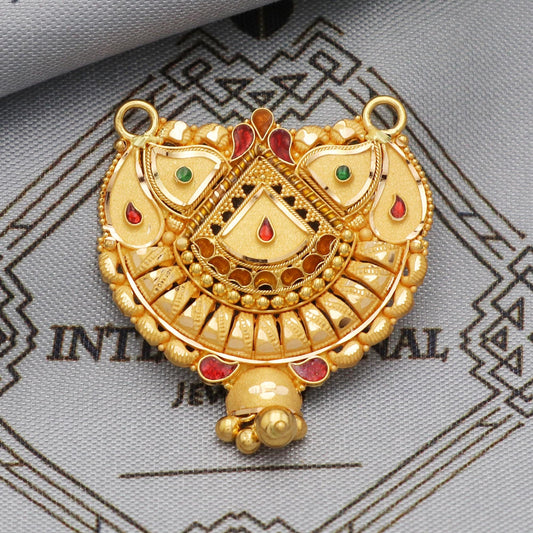 22k Yellow Gold Pendant for Necklace Indian Jewelry, Pure gold necklace Indian gold necklace, gift for wife, K5645