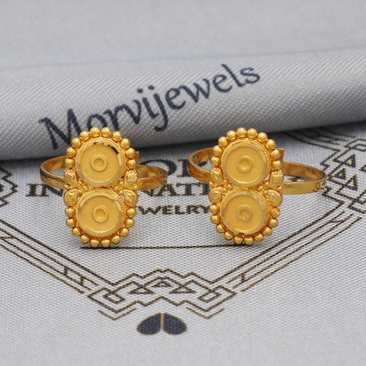 Pure 22k Solid Gold toe ring indian bichiya , Handmade gold toe ring pair for leg, gold toe finger jewelry, real gold bichiya Gift, K5646