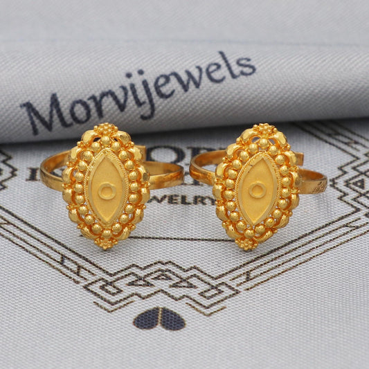 Real Solid 22k Gold toe ring bichiya, Handmade gold toe ring pair for women, Indian gold toe jewelry, real gold bichiya Gift, K5650