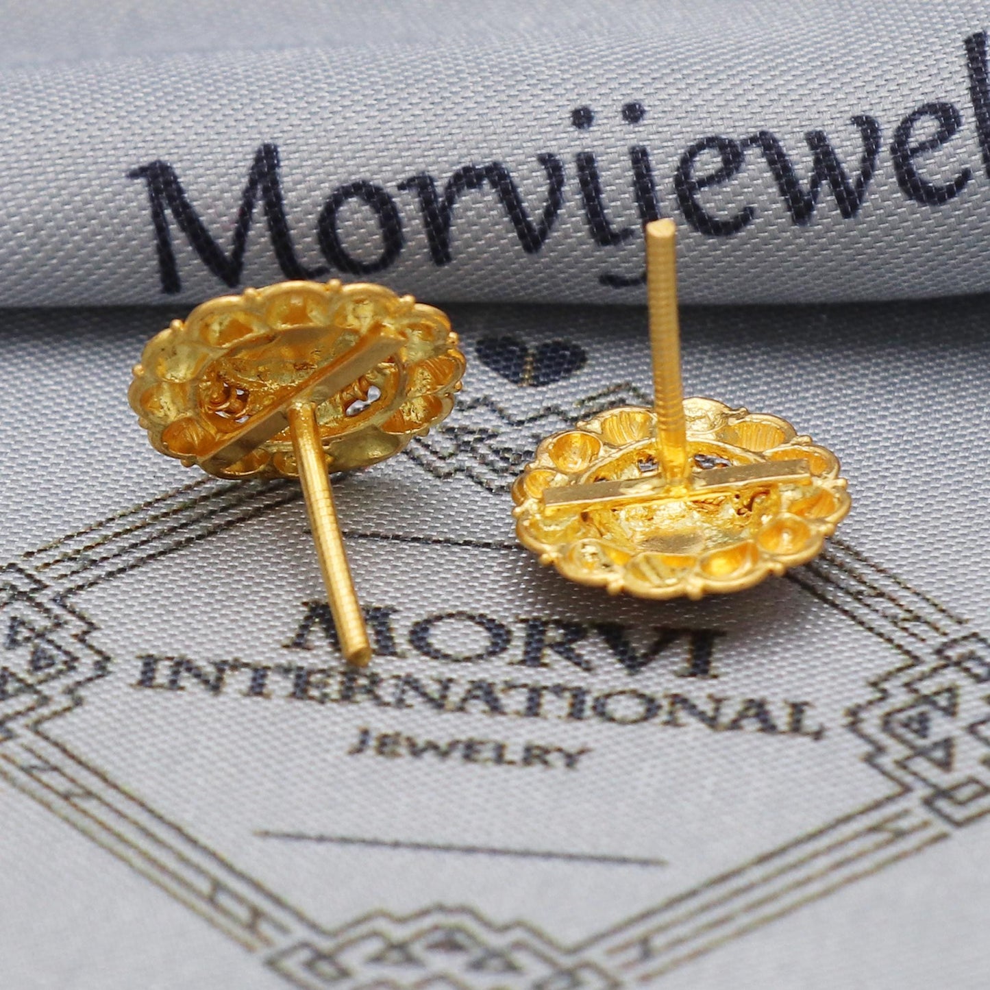 22k gold stud earrings handmade jewelry for gift, K5448