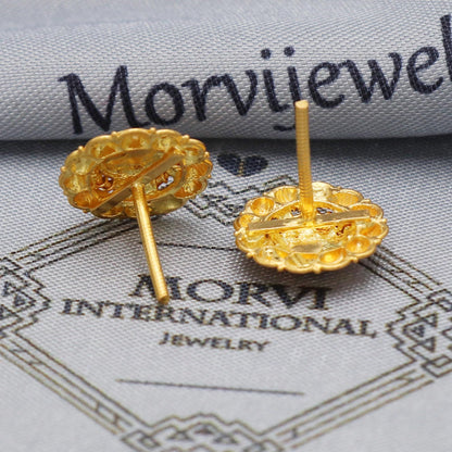 22k gold stud earrings handmade jewelry for gift, K5448