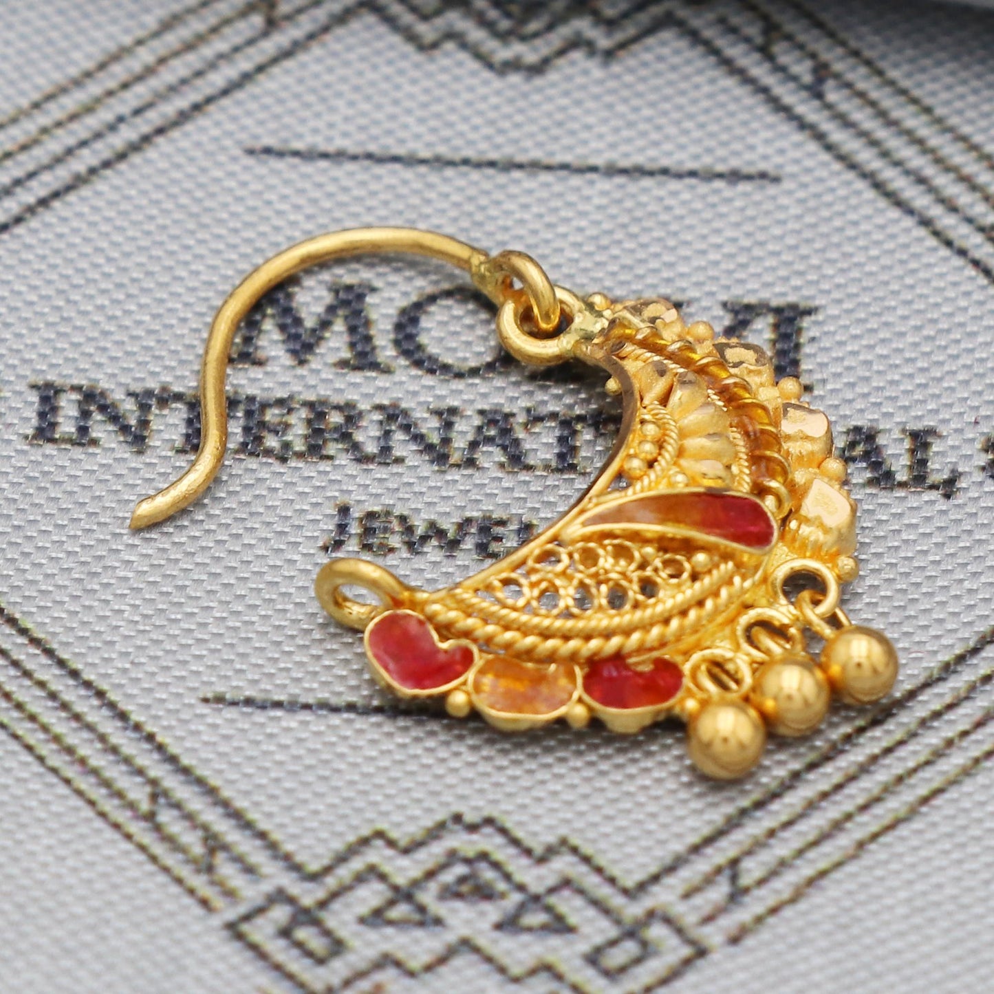 wedding party wear nose ring in 22k real solid gold, K5496