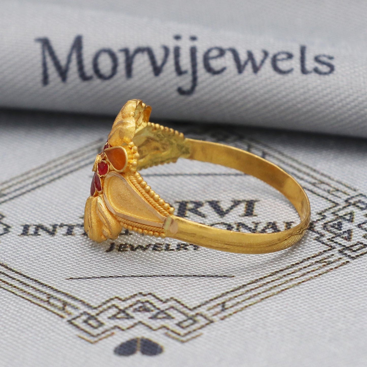 22k Gold Ring Wedding Women Handmade Indian Jewelry for Gift