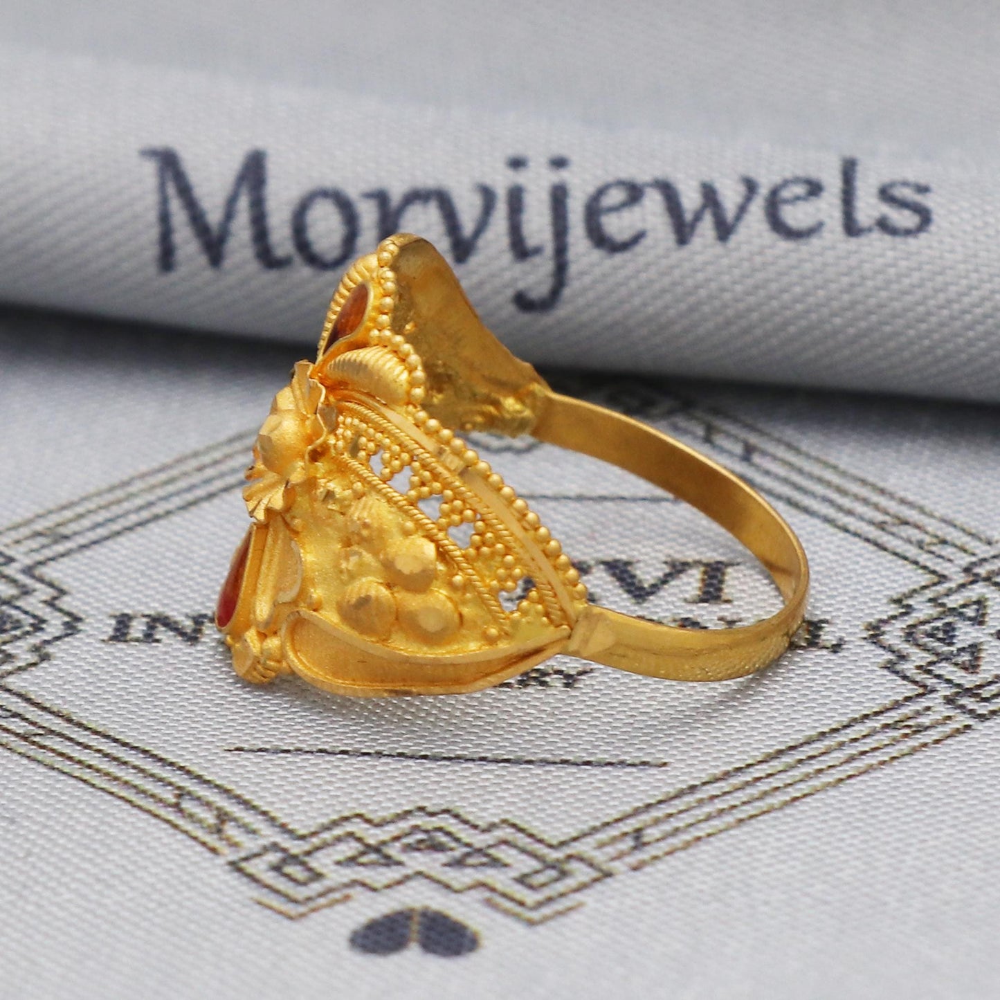 floral gold ring, 22karat gold ring, real gold ring,