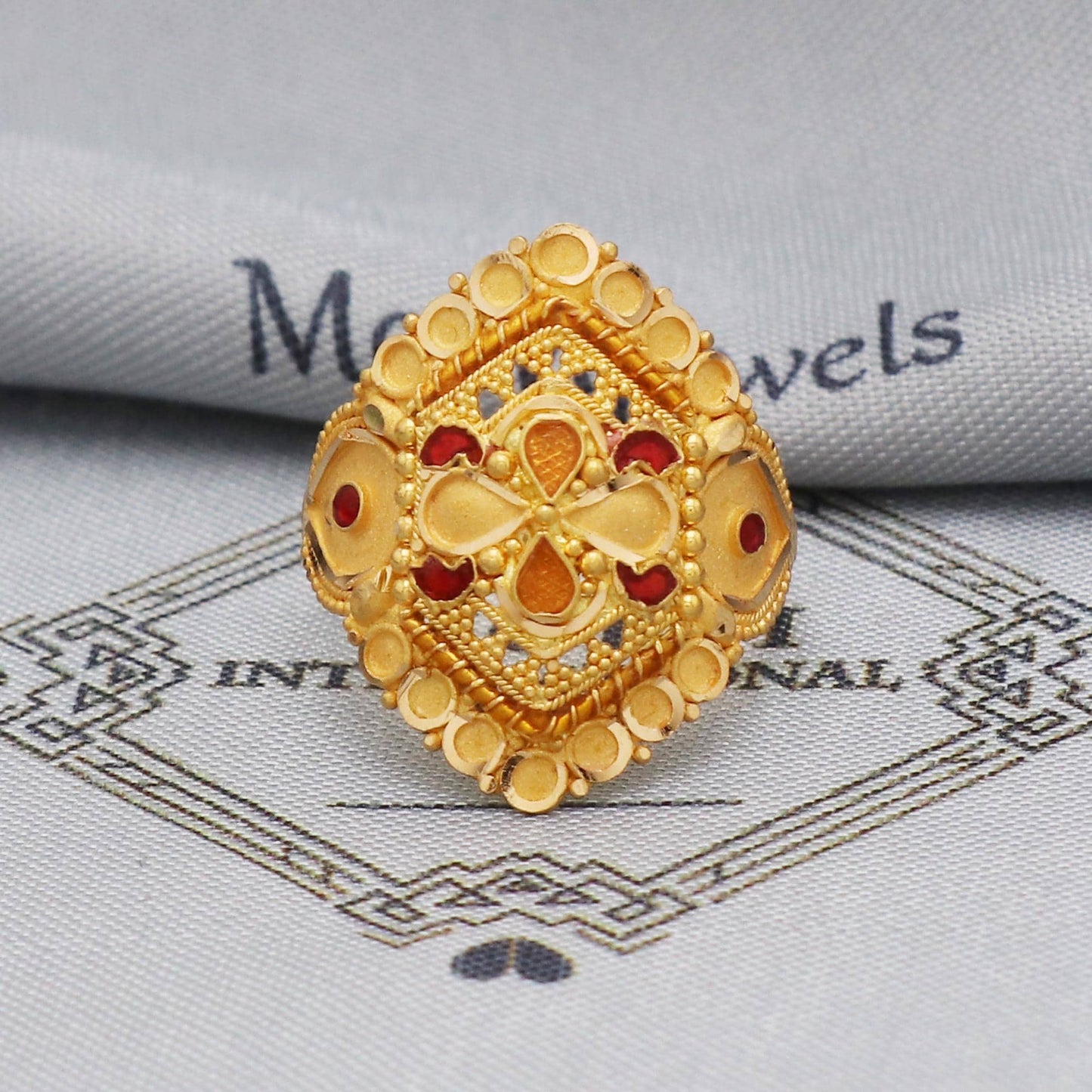 Pure 22k yellow gold ring handmade women jewelry for gift