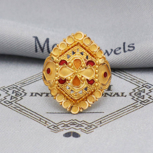 Pure 22k yellow gold ring handmade women jewelry for gift