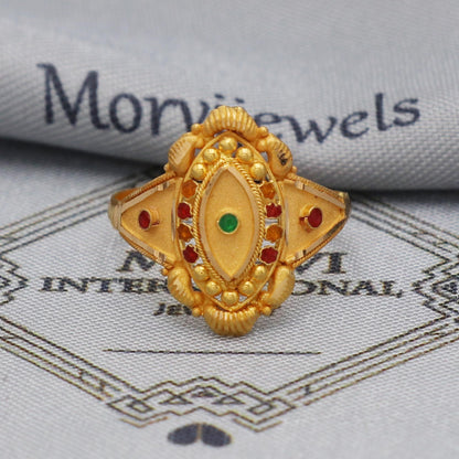 22k Gold Ring Jewelry, 22kt Handmade Indian Vintage and antique design, Pure Gold Ring, All Size, K5552