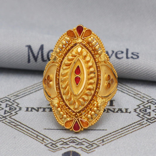 Women india style 22k Gold Ring Jewelry, 22kt Handmade Jewelry, K5553