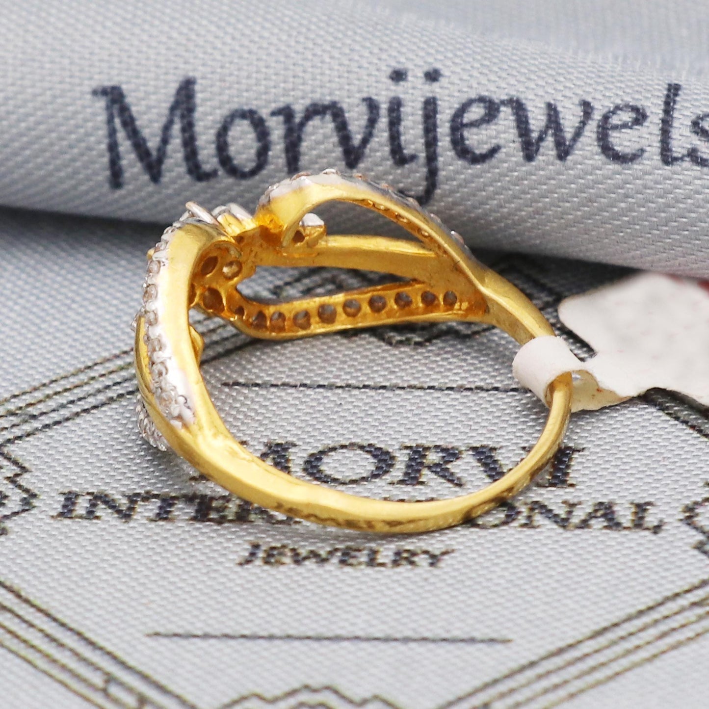 flower Zircons 22k Yellow Gold Ring Jewelry, 22kt Handmade Women Gold Ring, All Size, K5562