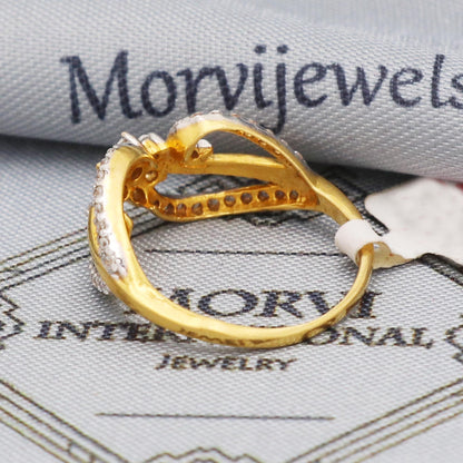 flower Zircons 22k Yellow Gold Ring Jewelry, 22kt Handmade Women Gold Ring, All Size, K5562