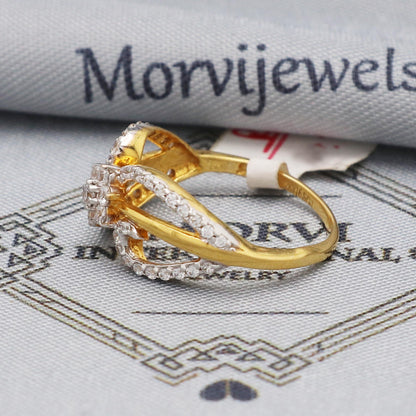 flower Zircons 22k Yellow Gold Ring Jewelry, 22kt Handmade Women Gold Ring, All Size, K5562