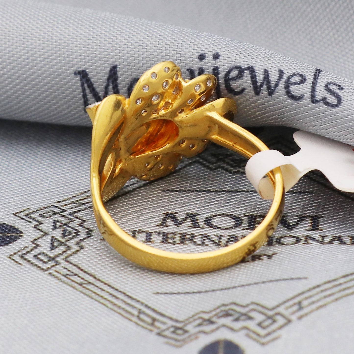 Flower 22k Cz Gold Ring Party Wear Handmade Jewelry for Gift