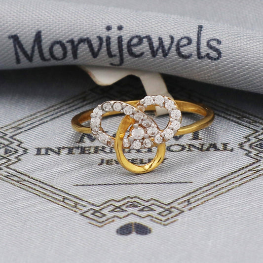 Zircon dainty gold ring , interlocking style ring, 22k gold handmade indian jewelry for gift