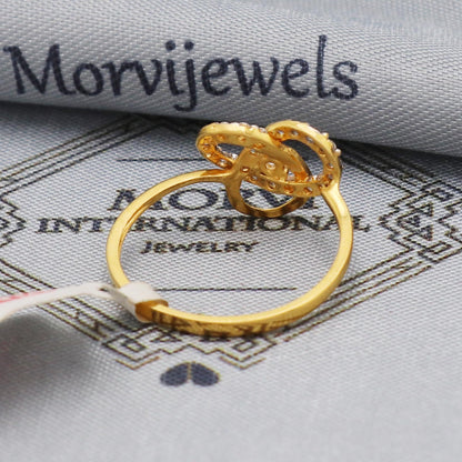 Zircon dainty gold ring , interlocking style ring, 22k gold handmade indian jewelry for gift