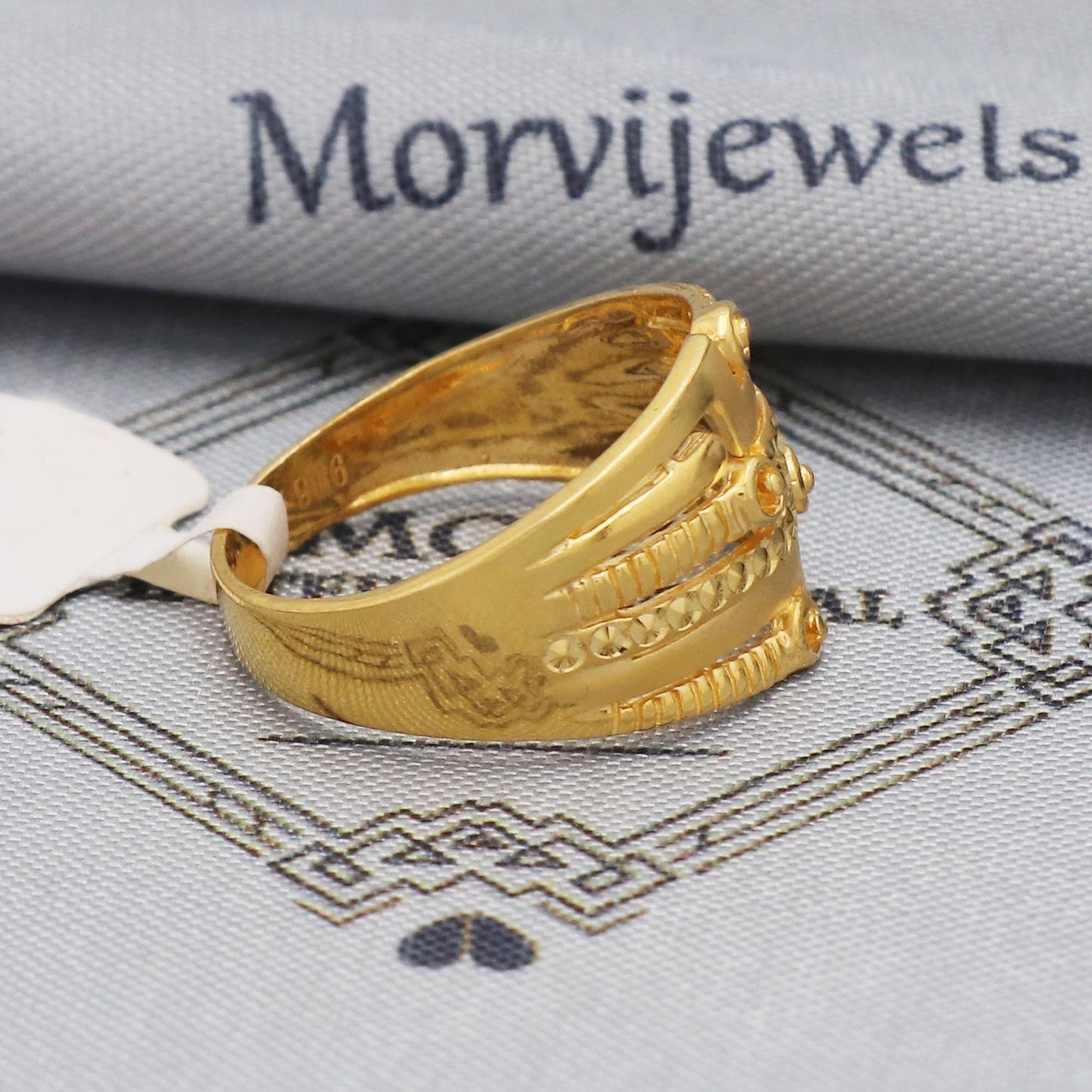22k yellow gold ring carved jewelry, 22kt handcrafted women gold ring, All Size, K5574