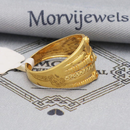 22k yellow gold ring carved jewelry, 22kt handcrafted women gold ring, All Size, K5574
