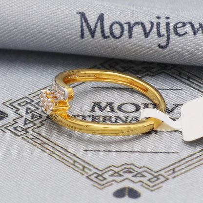 22k yellow gold ring zircons jewelry, 22kt handmade women gold ring, All Size, K5575