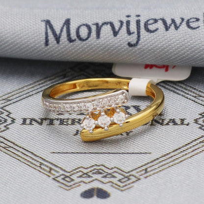 22k yellow gold ring zircons jewelry, 22kt handmade women gold ring, All Size, K5575