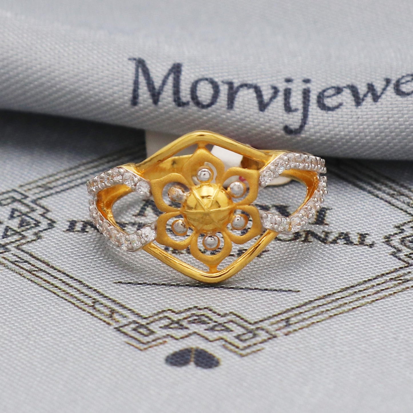 flower gold ring 22k Indian jewelry