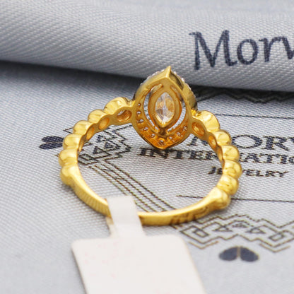 marquise zircon 22k yellow gold ring wedding anniversary women jewelry, 22kt gold handmade bridal ring, All Size, K5582
