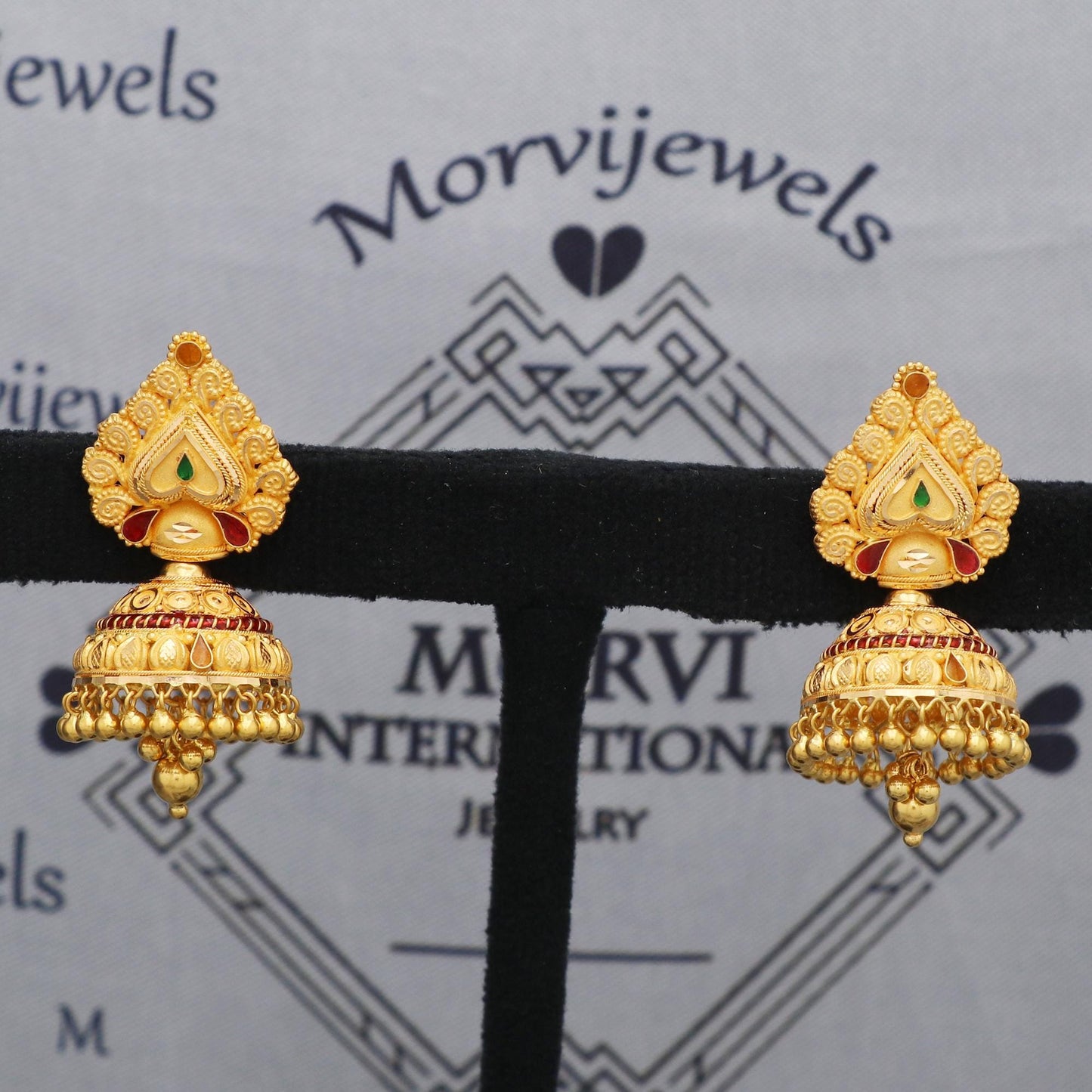 Big 22k Gold Earrings Women Indian Wedding Jewelry, K5590
