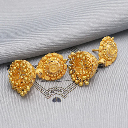 Pure 22kt Gold Earrings Jhumka Style Chandelier For Women Indian Wedding Jewelry, K5591