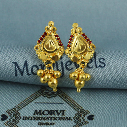 22k Yellow Gold Earrings jewelry for women