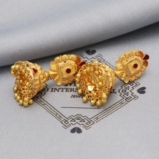 22k Yellow Gold Earrings Indian Wedding Jewelry, K5612