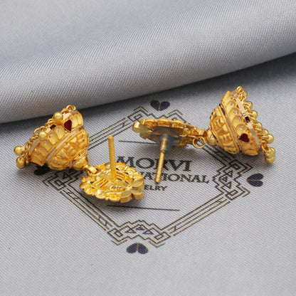 22k Yellow Gold Earrings Indian Wedding Jewelry, K5612