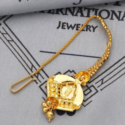 22k Gold Maang Tikka Head Pendant Jewelry For Wedding Party Wear, Traditional Indian Gold Handmade Jewelry for Gift, K5614