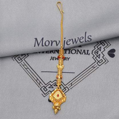 22k Gold Maang Tikka Head Pendant Jewelry For Wedding Party Wear, Traditional Indian Gold Handmade Jewelry for Gift, K5616