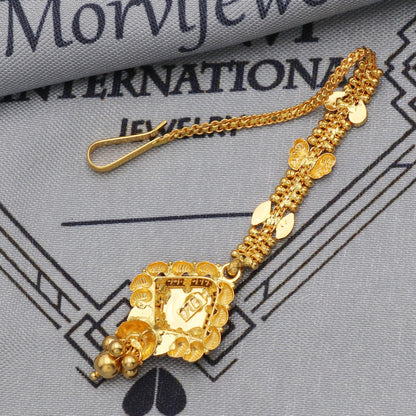 22k Gold Maang Tikka Head Pendant Jewelry For Wedding Party Wear, Traditional Indian Gold Handmade Jewelry for Gift, K5616