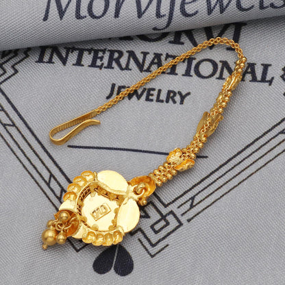 22k Gold Maang Tikka Head Pendant Jewelry For Wedding Party Wear, Traditional Indian Gold Handmade Jewelry for Gift, K5619