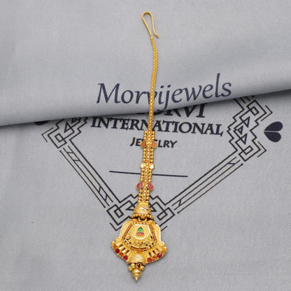 22k Gold Maang Tikka Head Pendant Jewelry For Wedding Party Wear, Traditional Indian Gold Handmade Jewelry for Gift, K5623