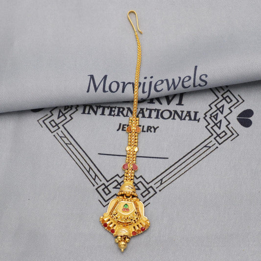 22k Gold Maang Tikka Head Pendant Jewelry For Wedding Party Wear, Traditional Indian Gold Handmade Jewelry for Gift, K5623