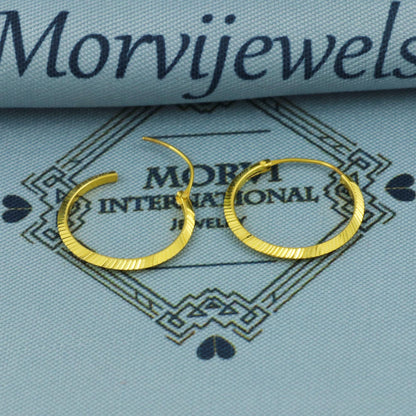18k Yellow Gold Hoop Bali Earrings Indian Jewelry for Gift,