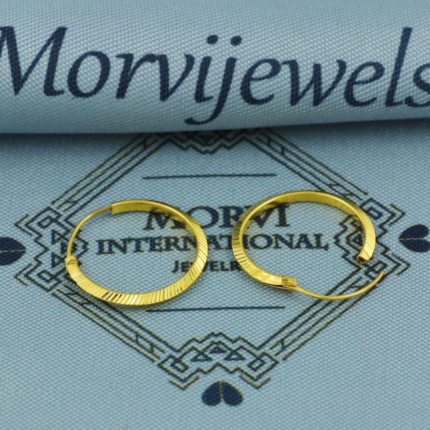 18k Yellow Gold Hoop Bali Earrings Indian Jewelry for Gift,