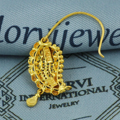 22k yellow Gold Nath hoop, Indian Vintage Design Pure Gold Nath / Earrings Nose Ring Traditional Indian Handmade Nose pin,  K5657