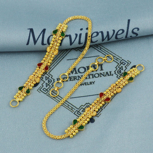 22k Yellow Gold Chain for Earrings, 22kt Handmade Gold Ear Chain for Women, Vintage Antique Design Indian Gold for Earrings Jewelry, K5658