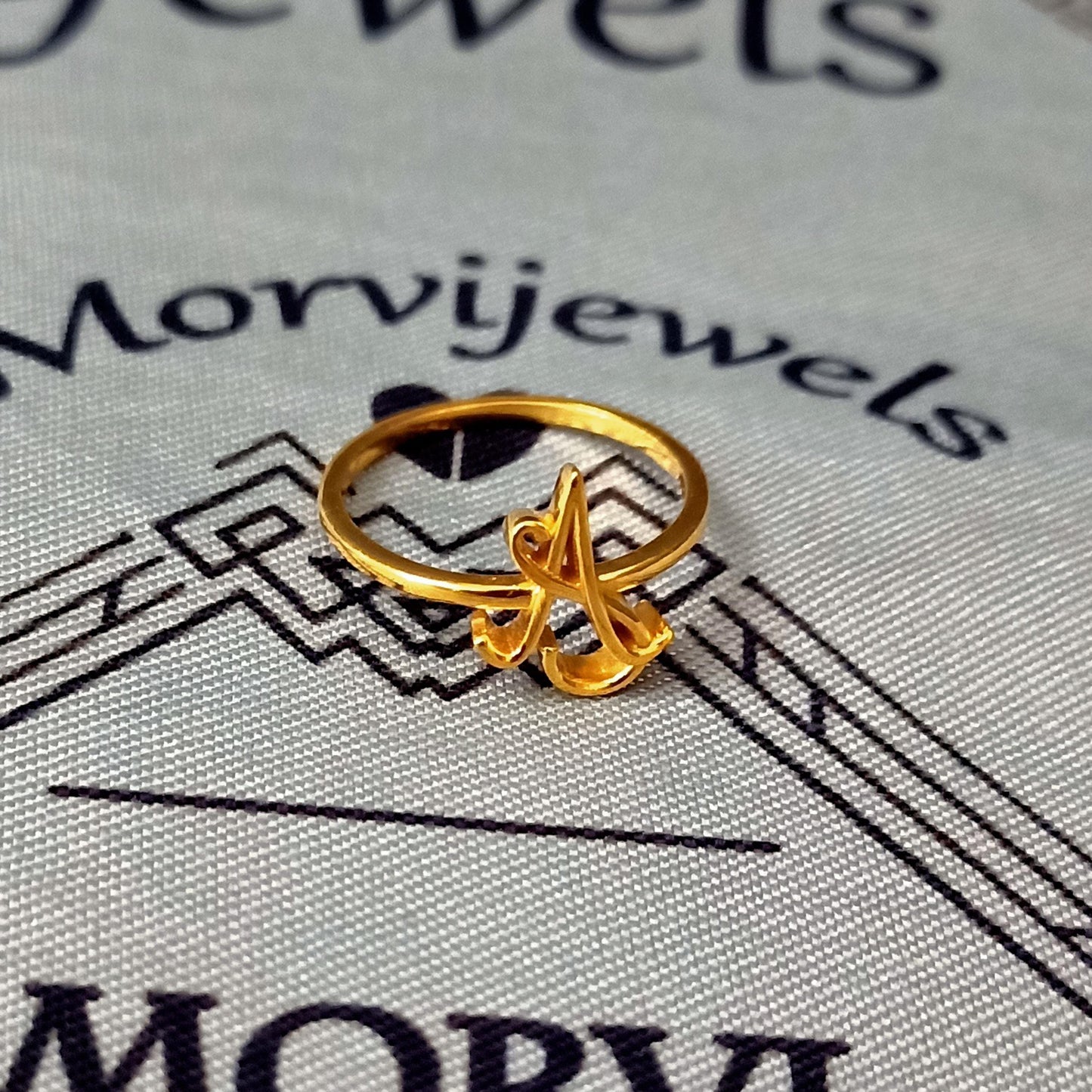A-S Name Ring, 22k gold ring jewelry, 22kt handmade indian any alphabet Ring, Pure Gold Ring, All Size, K5662