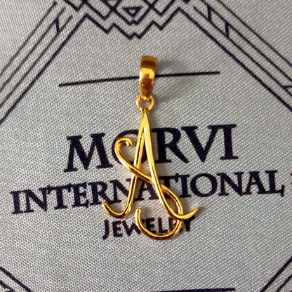 A-S Name Pendant, 22k Gold Pendant Jewelry, 22kt Handmade Indian Any Alphabet Pendant, Pure Gold Pendant, All Size, K5663