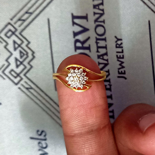 22k yellow solid gold ring zircon jewelry, 22kt handmade women gold ring, All Size, K5667