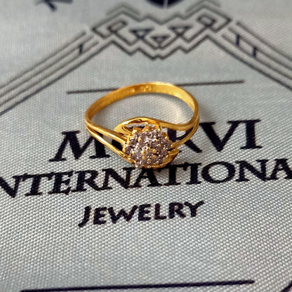 22k yellow solid gold ring zircon jewelry, 22kt handmade women gold ring, All Size, K5667