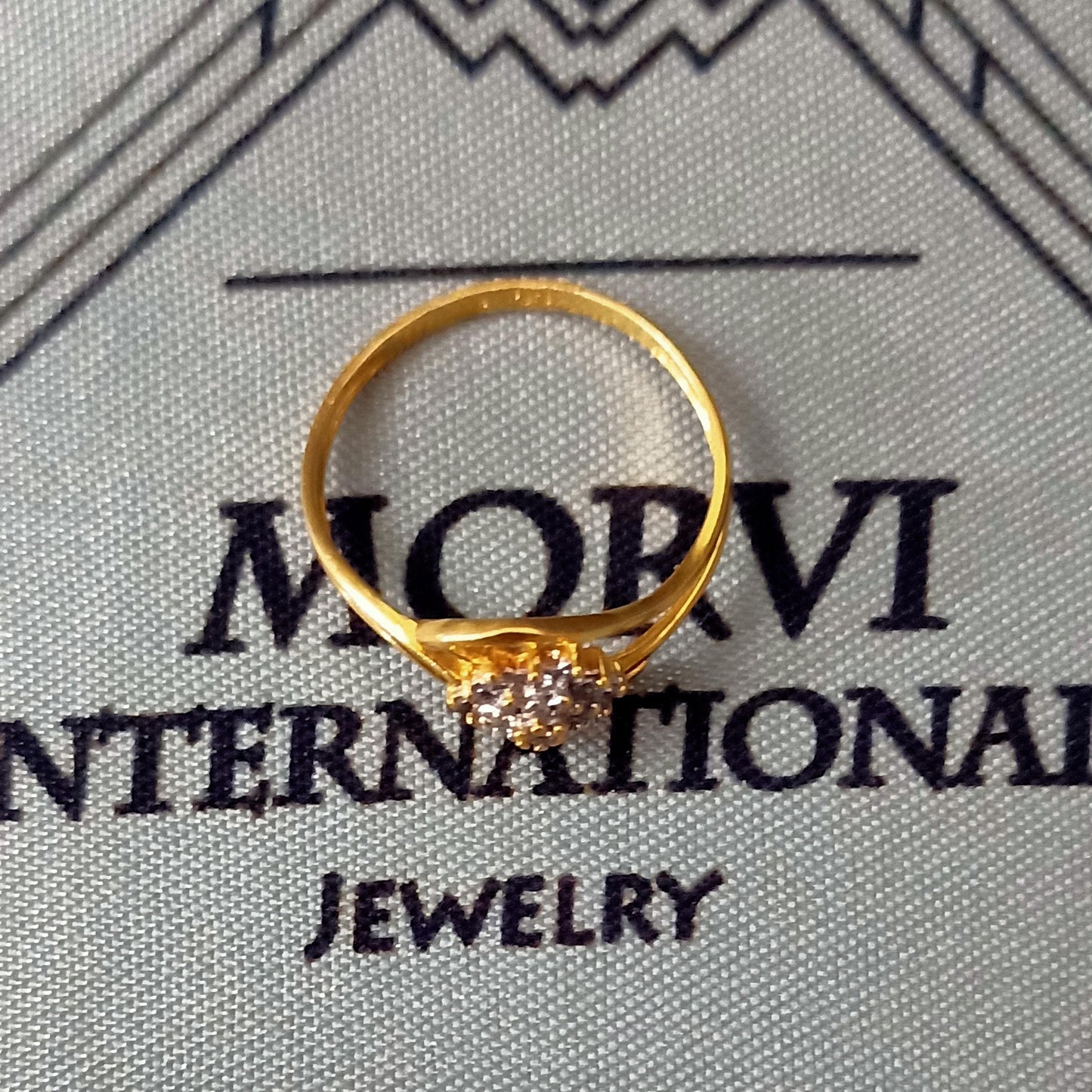 22k yellow solid gold ring zircon jewelry, 22kt handmade women gold ring, All Size, K5667