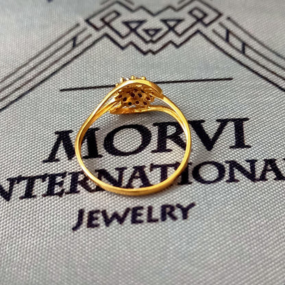 22k yellow solid gold ring zircon jewelry, 22kt handmade women gold ring, All Size, K5667