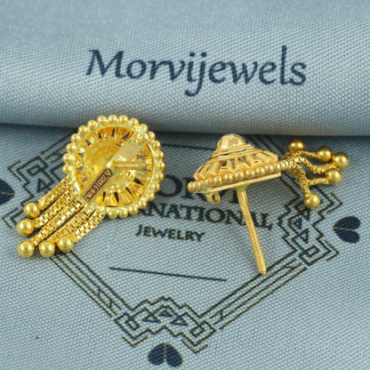 Handmade Designer 22kt gold earrings jewellery, 22k gold earrings, 22kt earrings, K5669