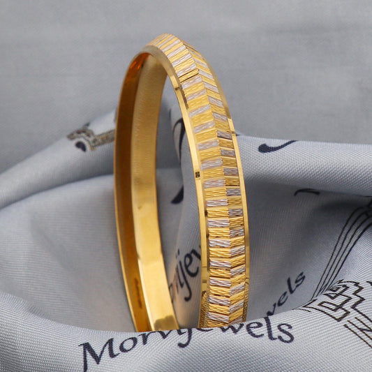 Single Kada 22k Gold Bangle Bracelet Indian Handmade Jewelry, K5431