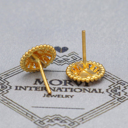 22k Yellow Gold Stud Earrings tops , Handmade Yellow gold earrings for women, vintage antique design indian gold earrings jewelry, K5479