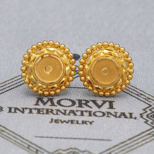22k solid gold stud earrings indian jewelry, K5480